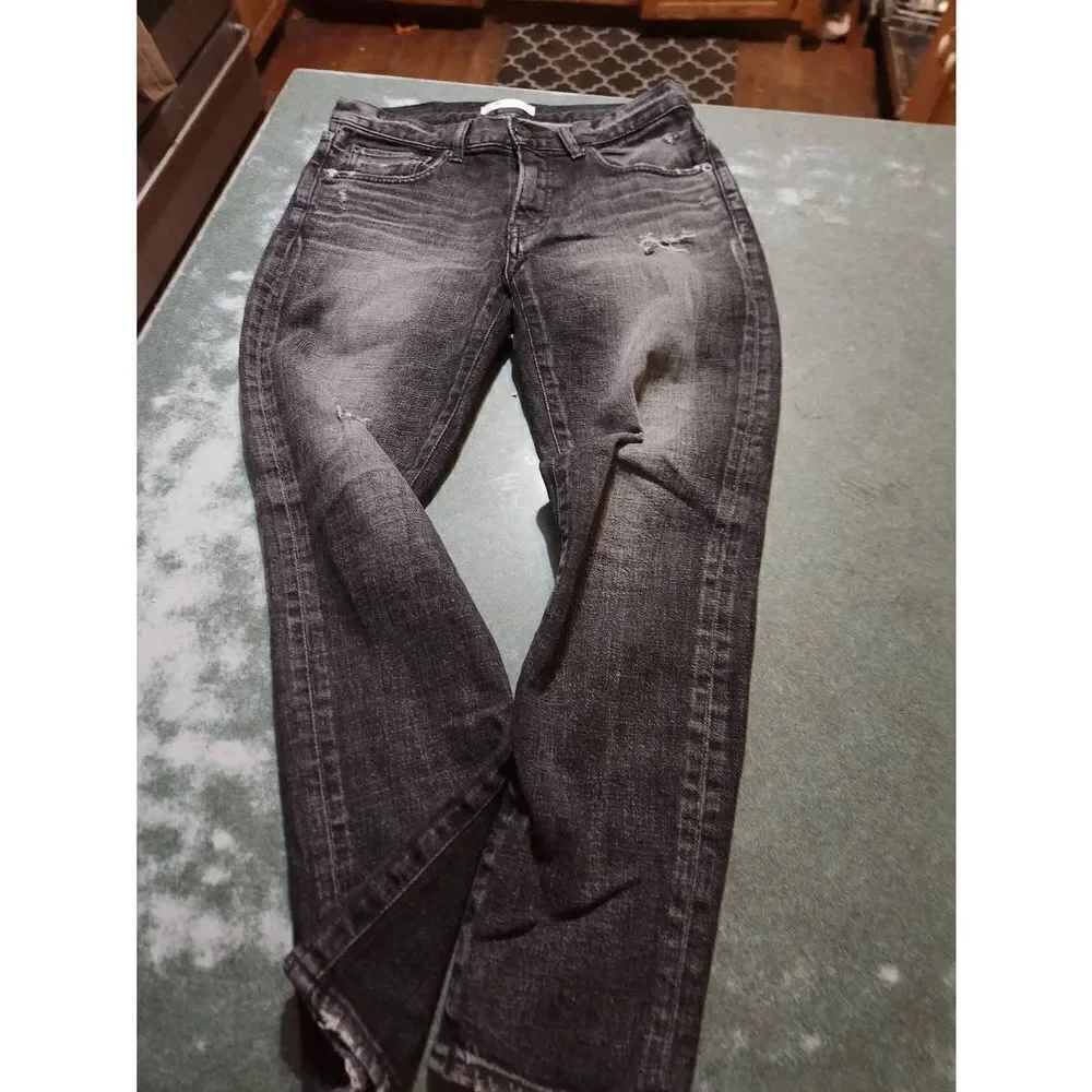 Moussy Vintage Prichard Black Mid-Rise Cropped Skinny Jeans sz 26